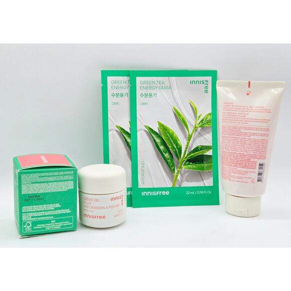 INNISFREE Cherry Blossom Glow Jelly Facial Cream 1.69 Oz. & Jam Cleanser 5.07 oz - Picture 3 of 3